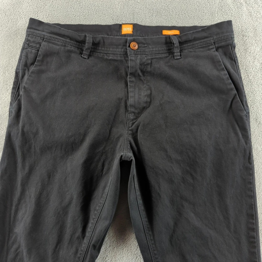 Boss Orange Hugo Boss Pants Mens 36x31* Black‎ Slim Fit Stretch Chino Casual